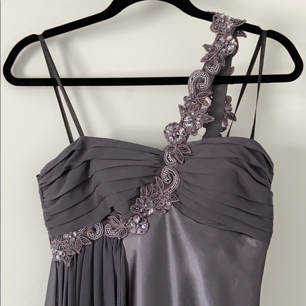 Grey One Shoulder Mini Formal Dress